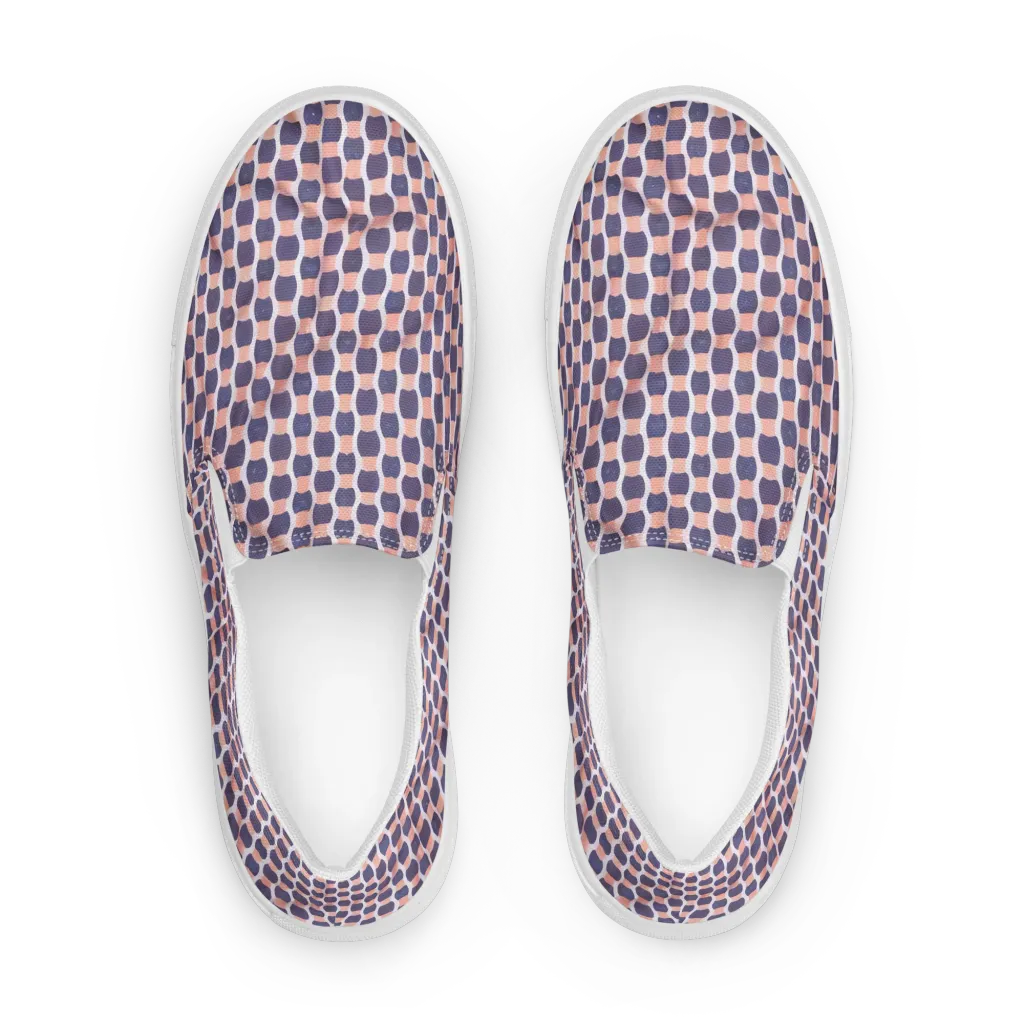 Indigo Blush Mosaic on Men's Slip-On Canvas Shoes — Front