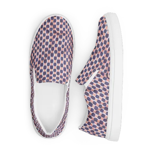 Indigo Blush Mosaic on a Men's Slip-On Canvas Shoes