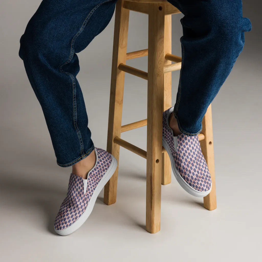 Indigo Blush Mosaic on Men's Slip-On Canvas Shoes — Front