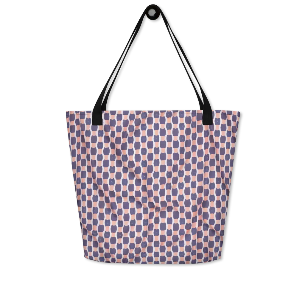 Indigo Blush Mosaic on Large Tote Bag W/ Pocket — Front