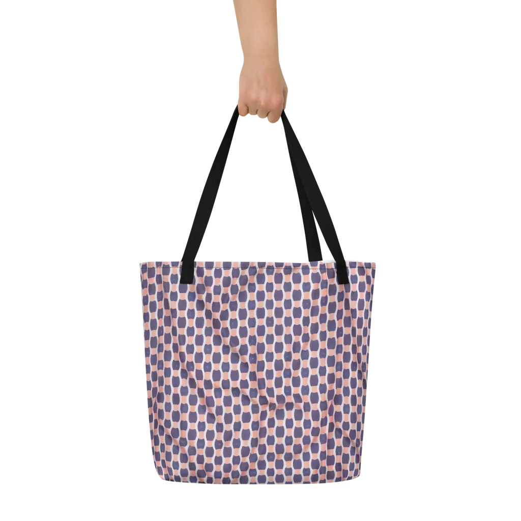Indigo Blush Mosaic on Large Tote Bag W/ Pocket — Front