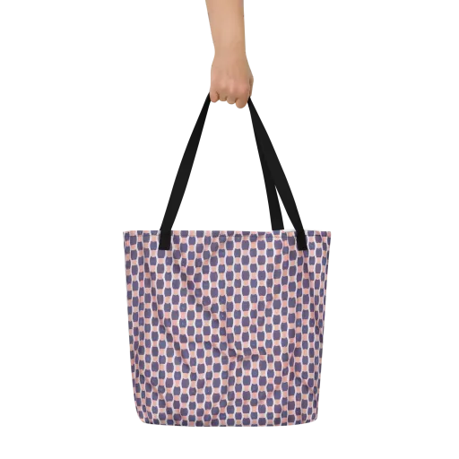 Indigo Blush Mosaic on a Large Tote Bag W/ Pocket