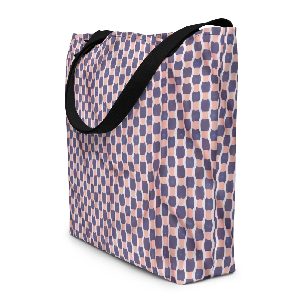 Indigo Blush Mosaic on Large Tote Bag W/ Pocket — Front