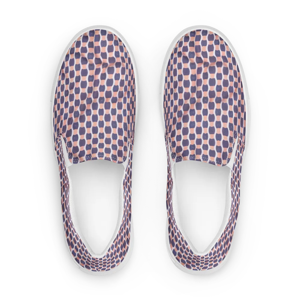 Indigo Blush Mosaic on Women's Slip-On Canvas Shoes — Front