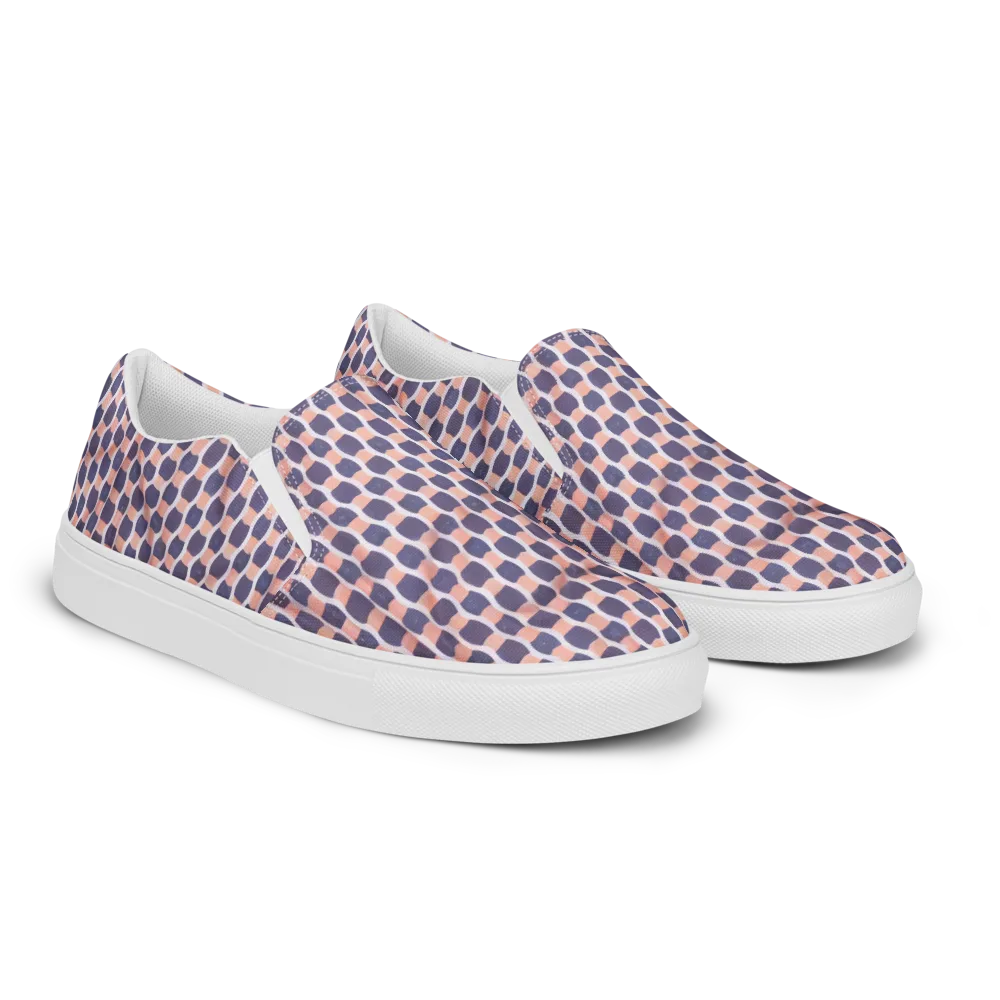 Indigo Blush Mosaic on Women's Slip-On Canvas Shoes — Right Front