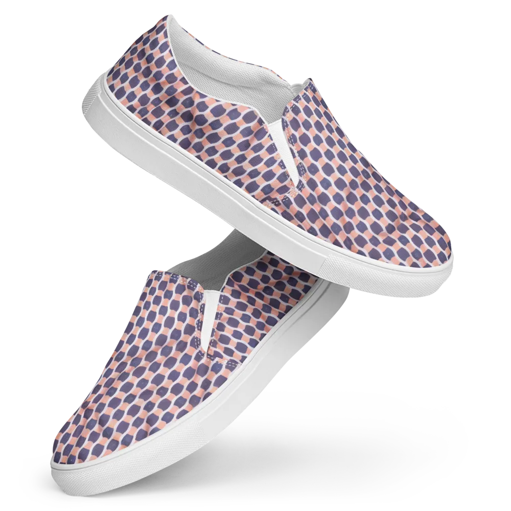 Indigo Blush Mosaic on Women's Slip-On Canvas Shoes — Front