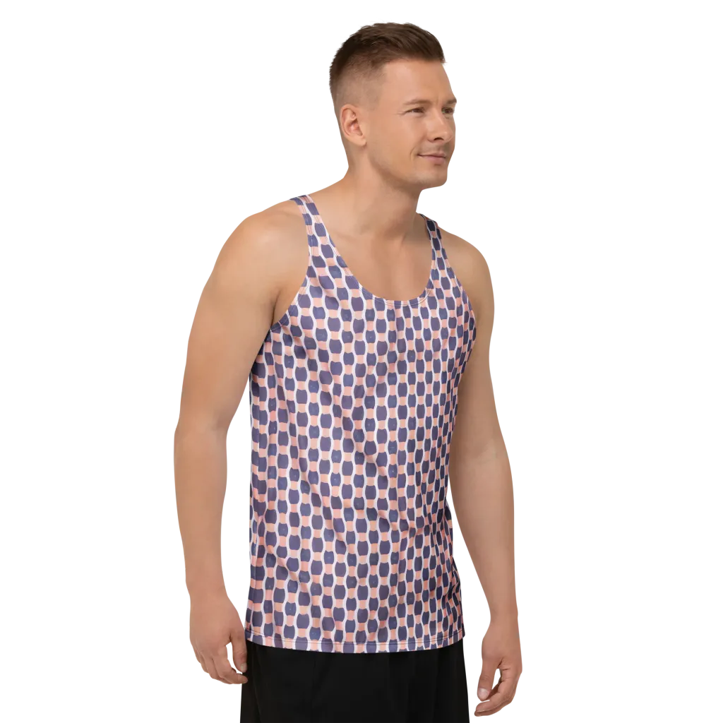 Indigo Blush Mosaic on Men's Tank Top — Right Front