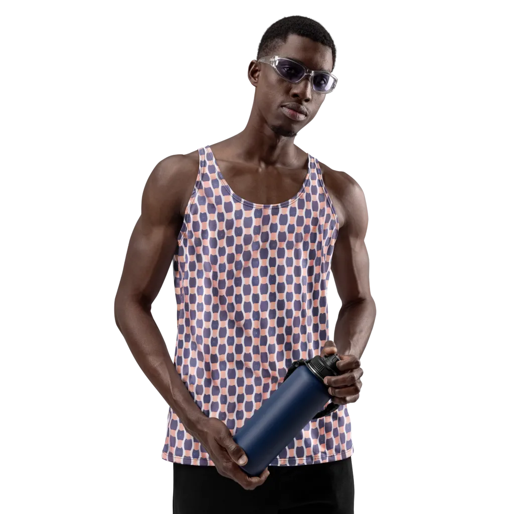 Indigo Blush Mosaic on Men's Tank Top — Front