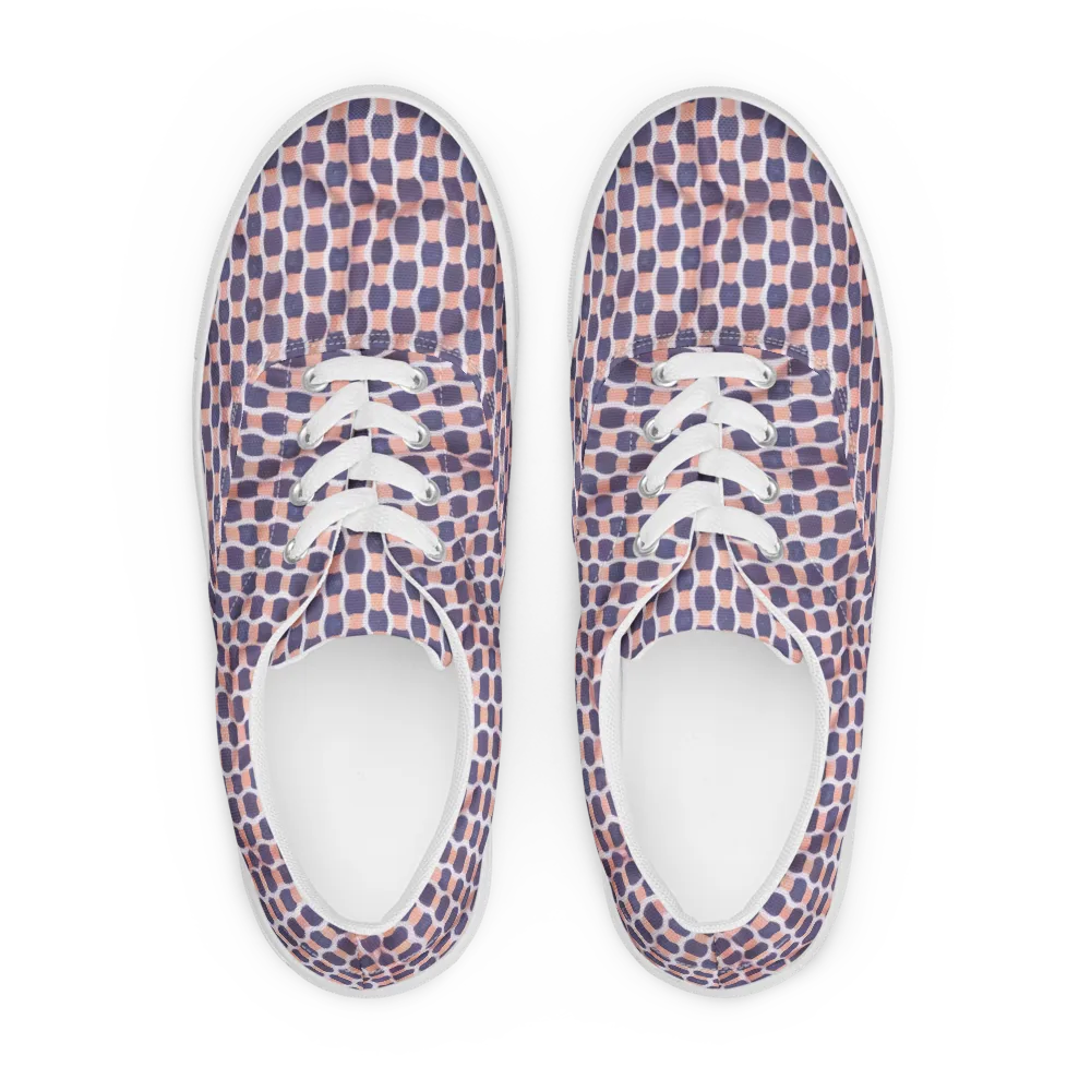 Indigo Blush Mosaic on Men's Lace-Up Canvas Shoes — Front