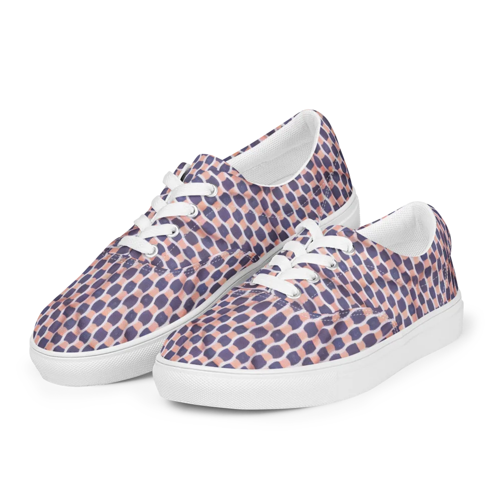 Indigo Blush Mosaic on Men's Lace-Up Canvas Shoes — Left Front