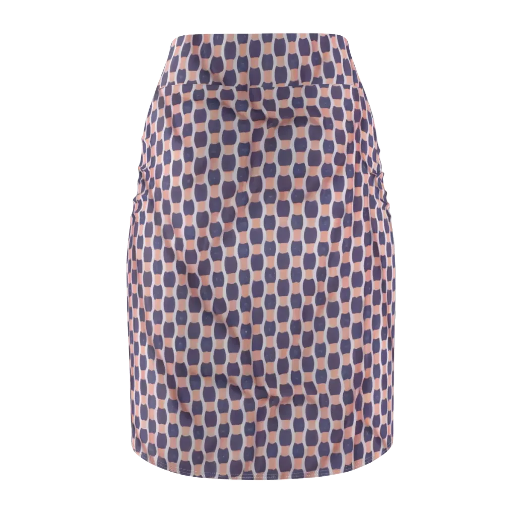 Indigo Blush Mosaic on Pencil Skirt — Back