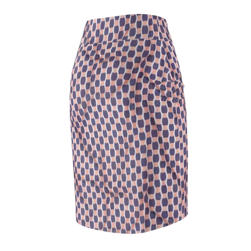 Indigo Blush Mosaic on Pencil Skirt — Back Side