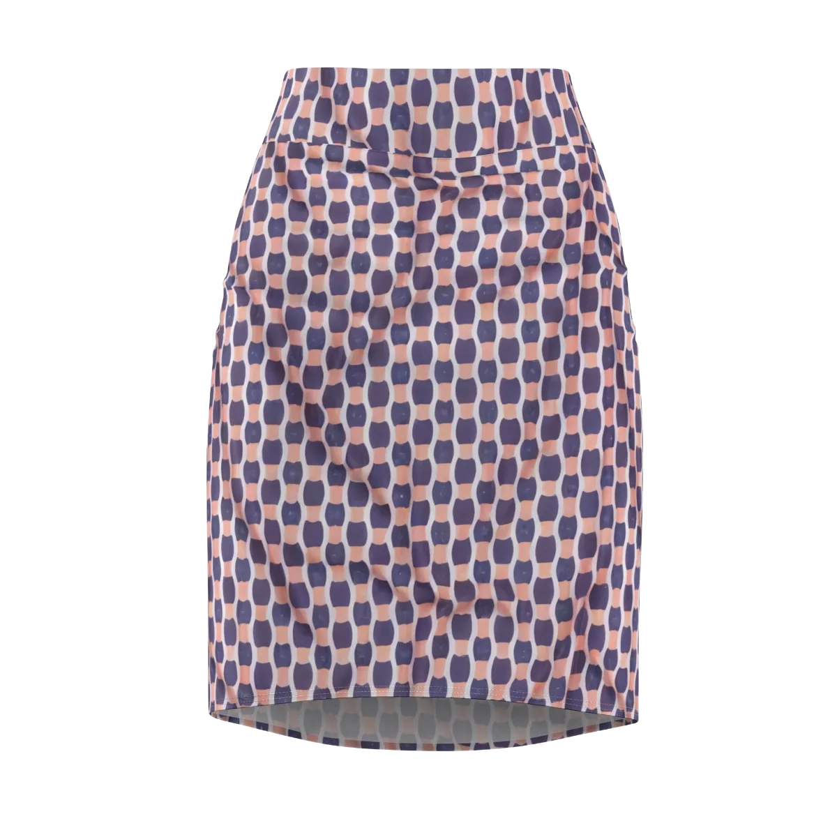 Indigo Blush Mosaic on Pencil Skirt — Front