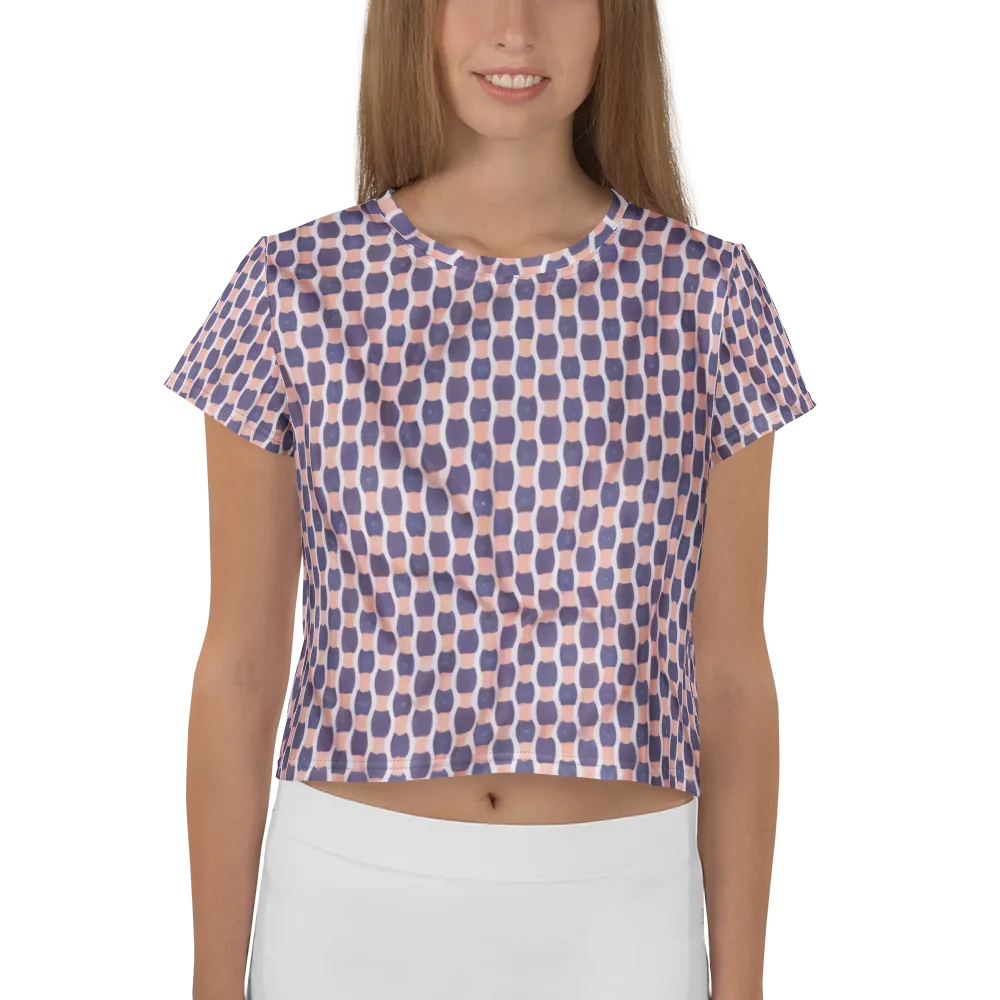 Indigo Blush Mosaic on Crop Tee — Front