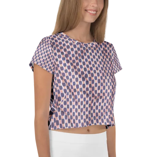 Indigo Blush Mosaic on a Crop Tee