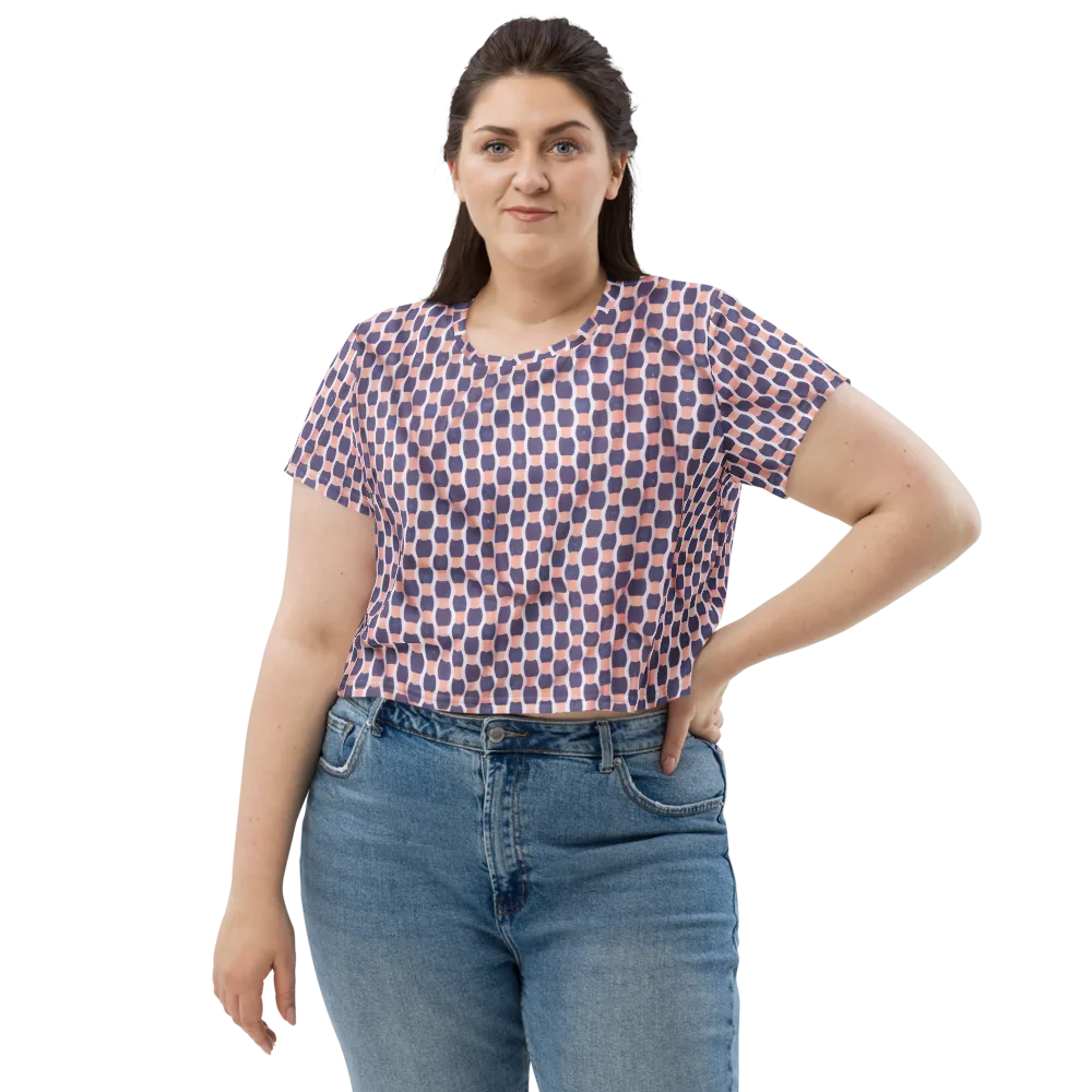 Indigo Blush Mosaic on Crop Tee — Front