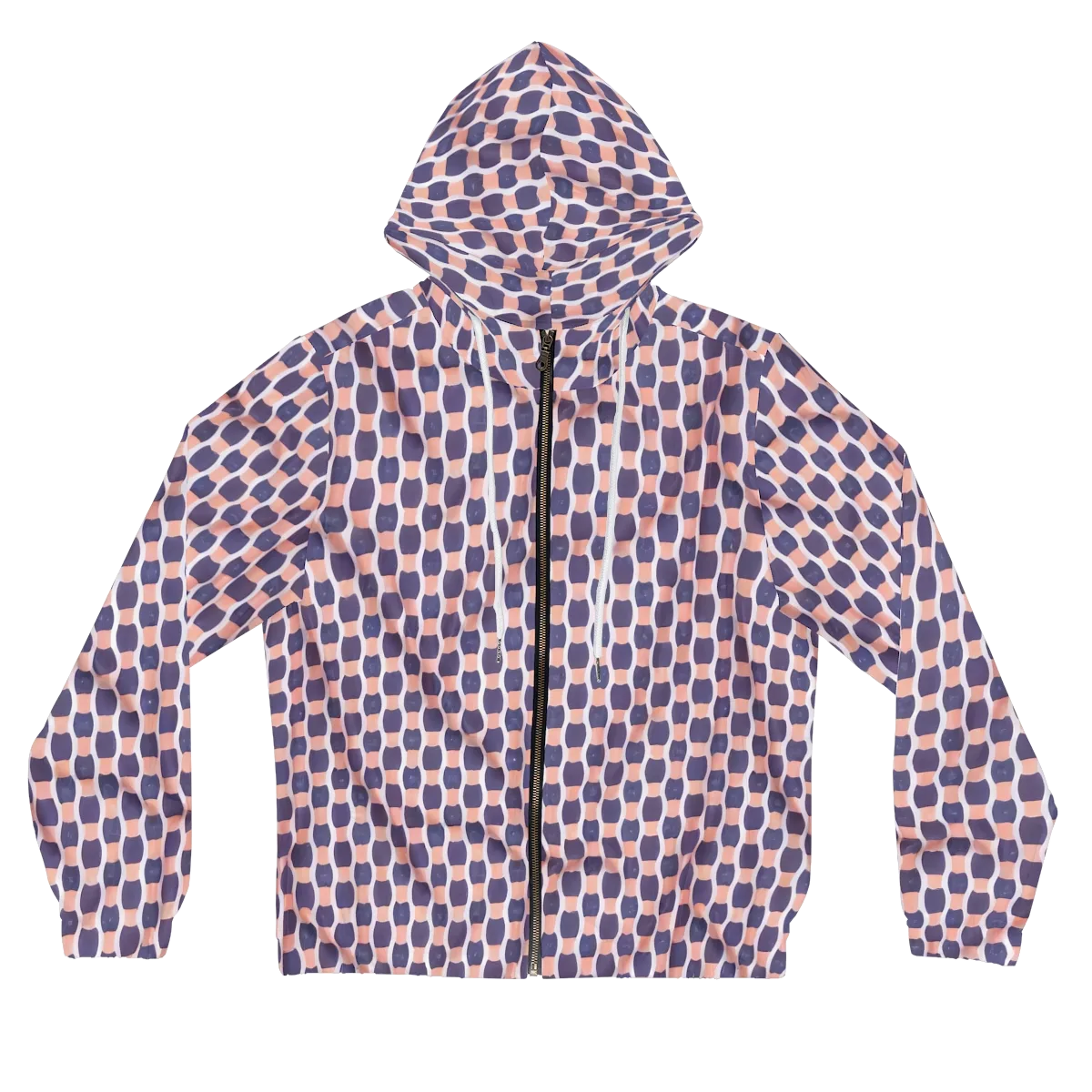 Indigo Blush Mosaic on Women's Full-Zip Hoodie — Front