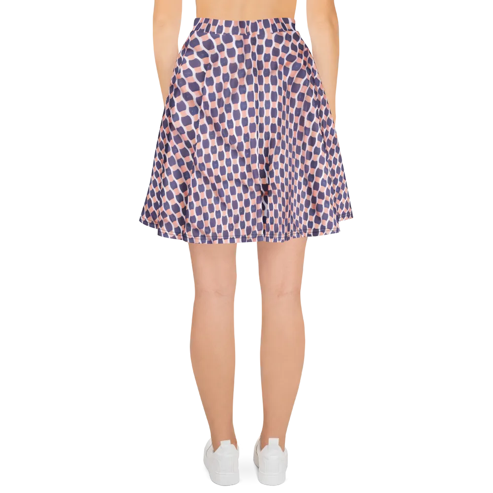 Indigo Blush Mosaic on Skater Skirt — Back