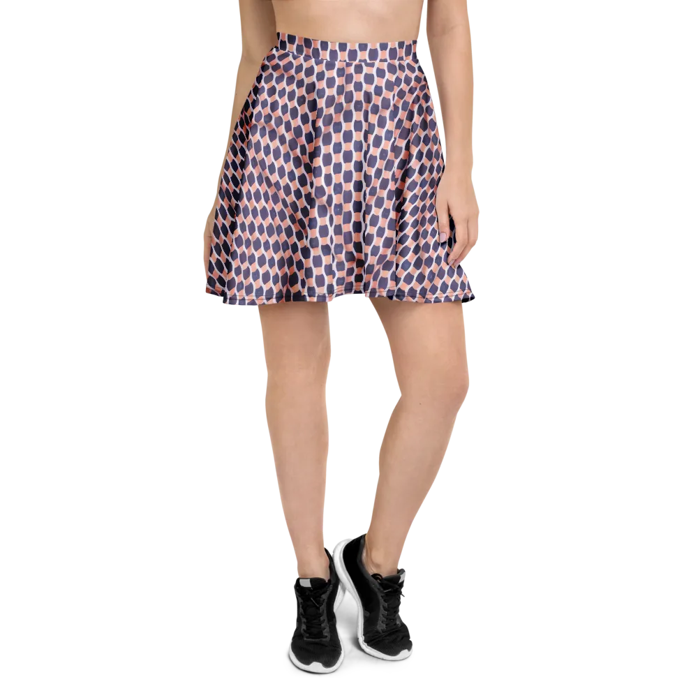 Indigo Blush Mosaic on Skater Skirt — Front