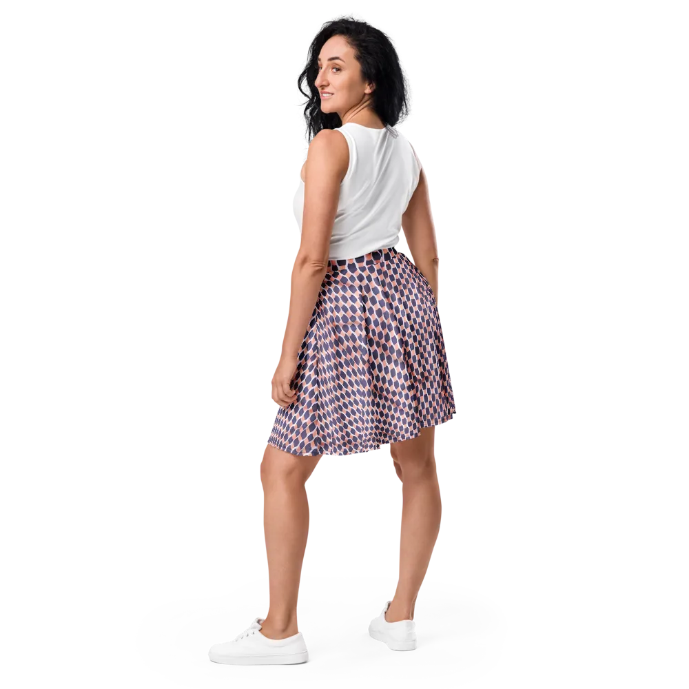 Indigo Blush Mosaic on Skater Skirt — Back