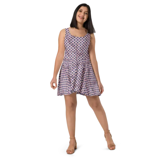 Indigo Blush Mosaic on a Skater Dress