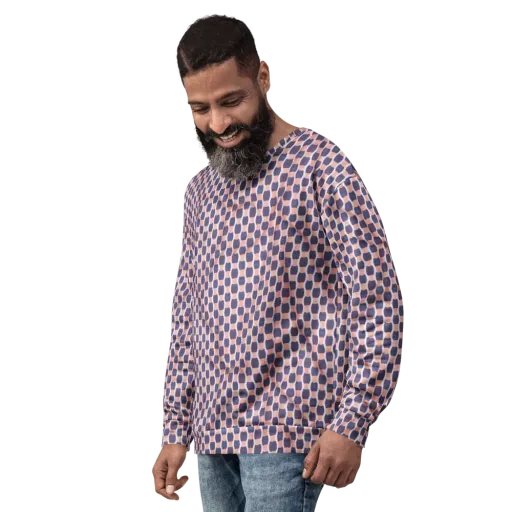 Indigo Blush Mosaic on a Sweatshirt