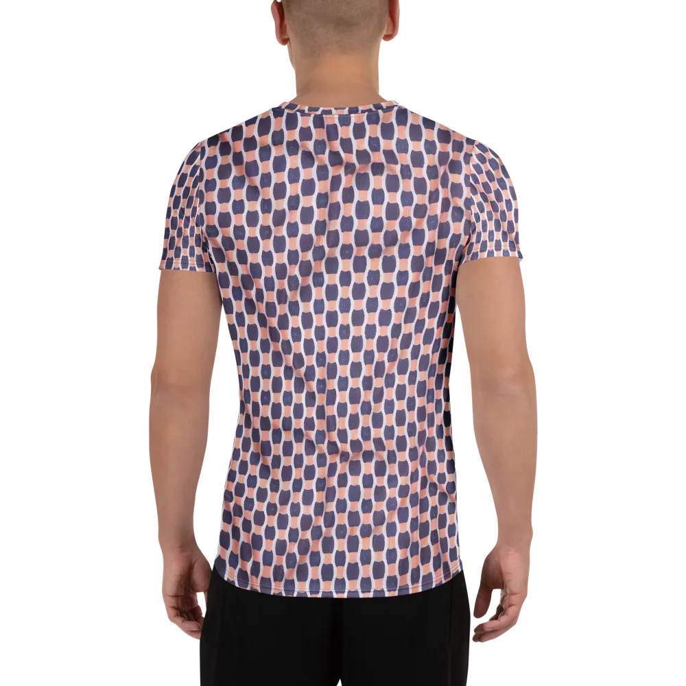 Indigo Blush Mosaic on Men's Athletic T-Shirt — Back