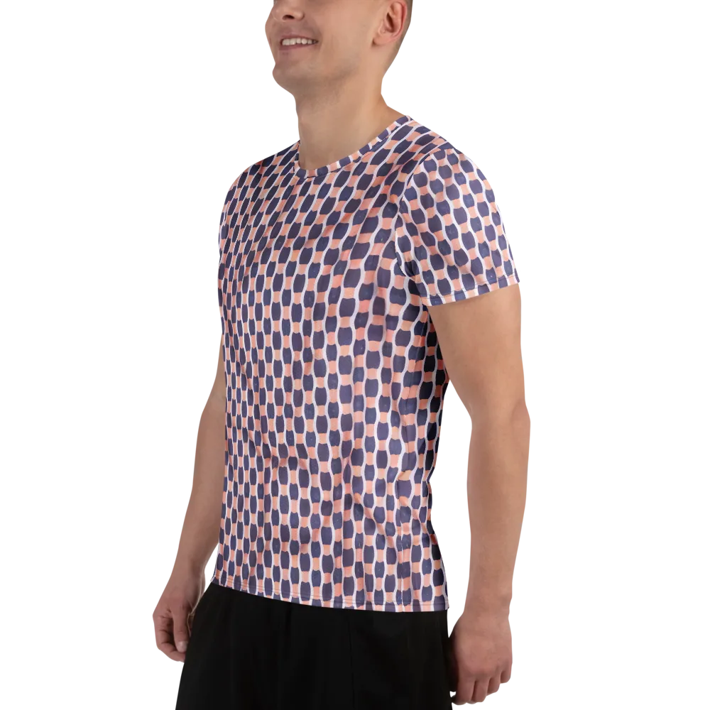 Indigo Blush Mosaic on Men's Athletic T-Shirt — Left