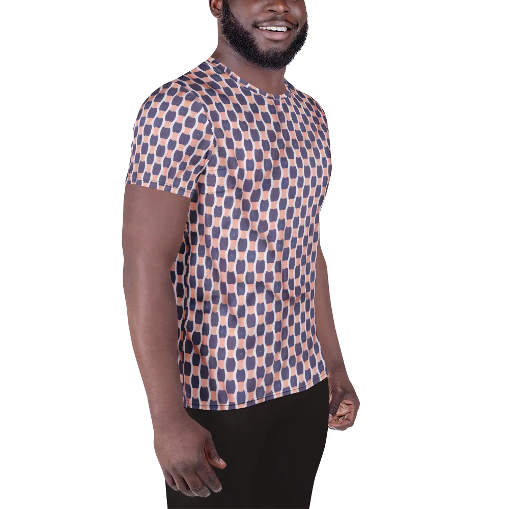 Indigo Blush Mosaic on Men's Athletic T-Shirt — Right