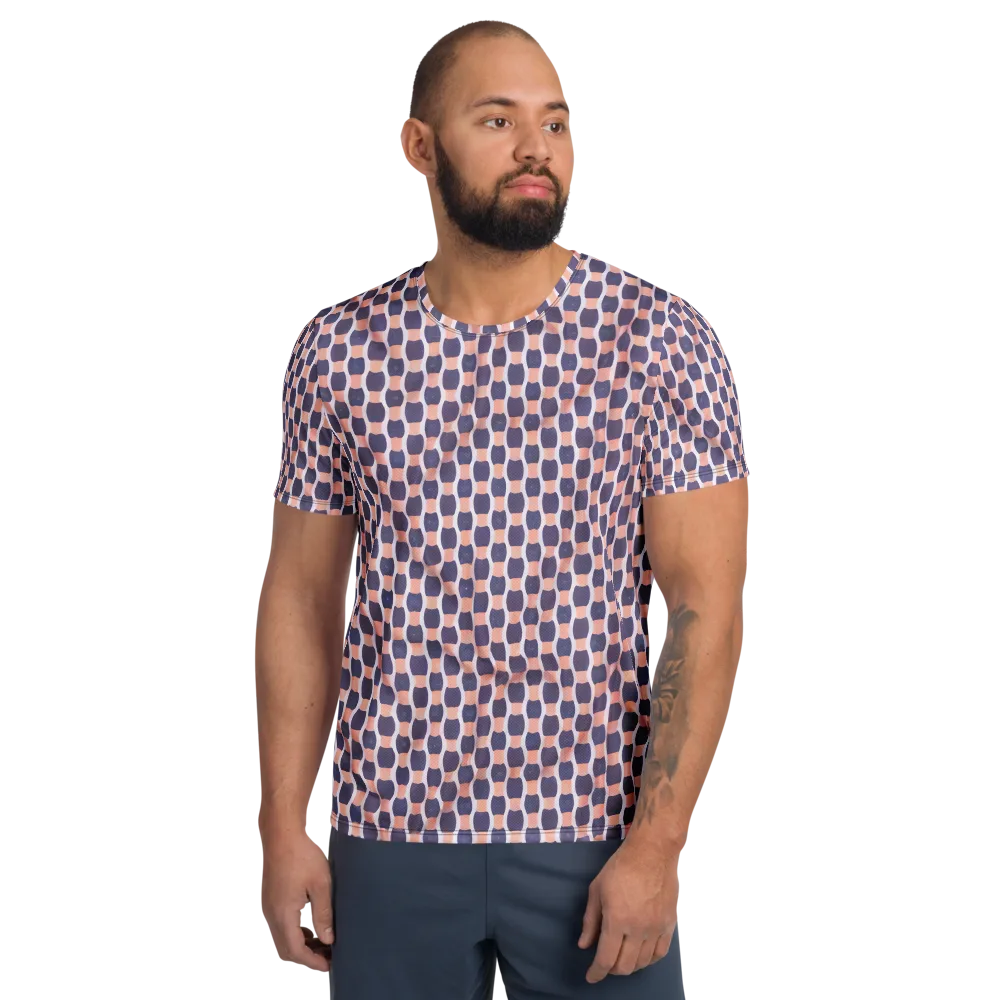 Indigo Blush Mosaic on Men's Athletic T-Shirt — Front