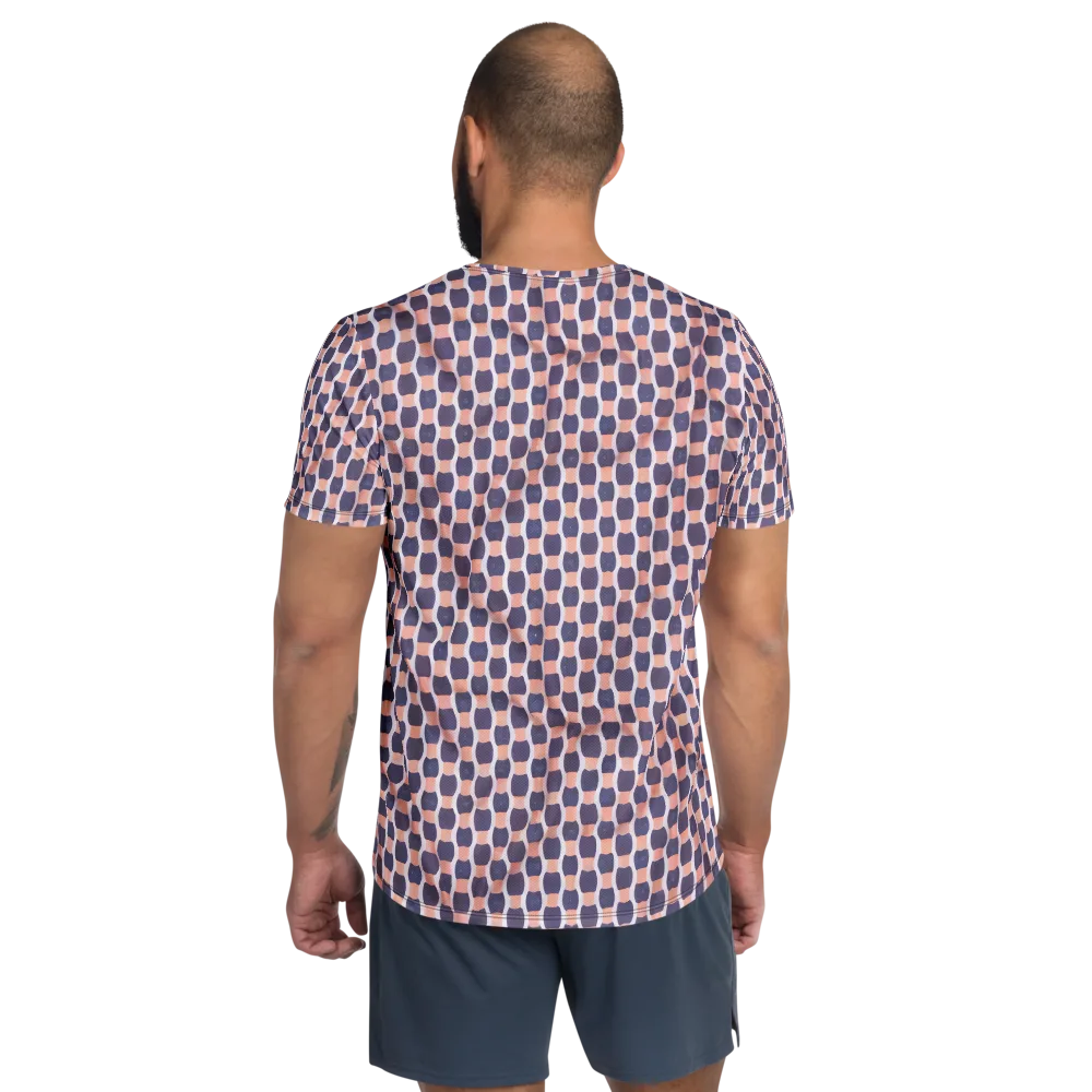 Indigo Blush Mosaic on Men's Athletic T-Shirt — Back