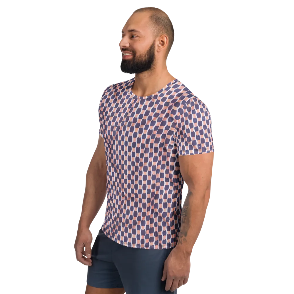 Indigo Blush Mosaic on Men's Athletic T-Shirt — Left