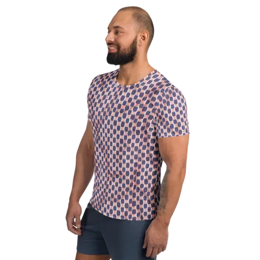 Indigo Blush Mosaic on a Men's Athletic T-Shirt