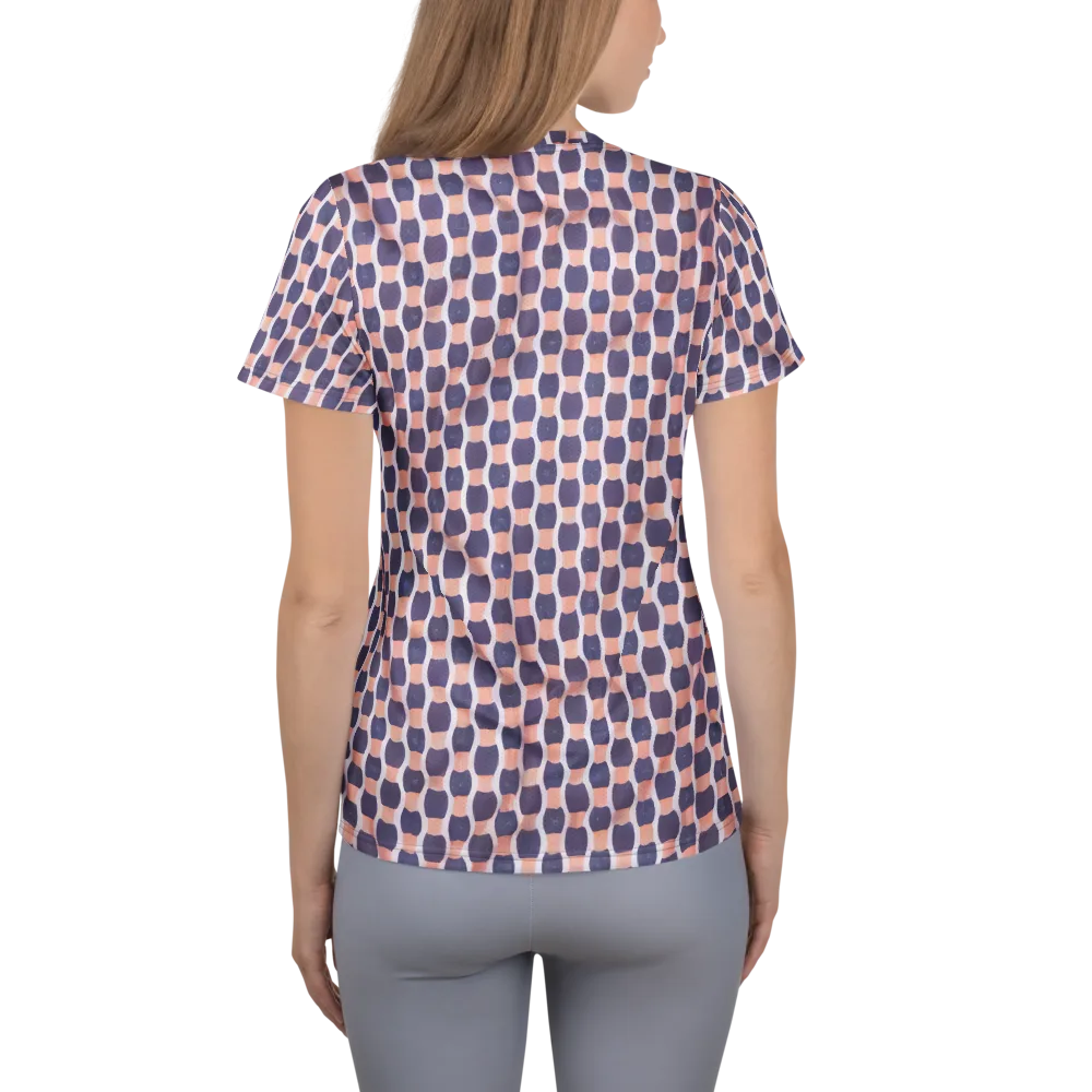 Indigo Blush Mosaic on Women's Athletic T-Shirt — Back