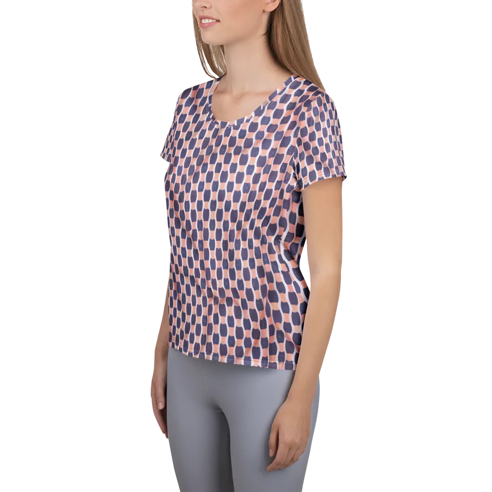 Indigo Blush Mosaic on Women's Athletic T-Shirt — Left