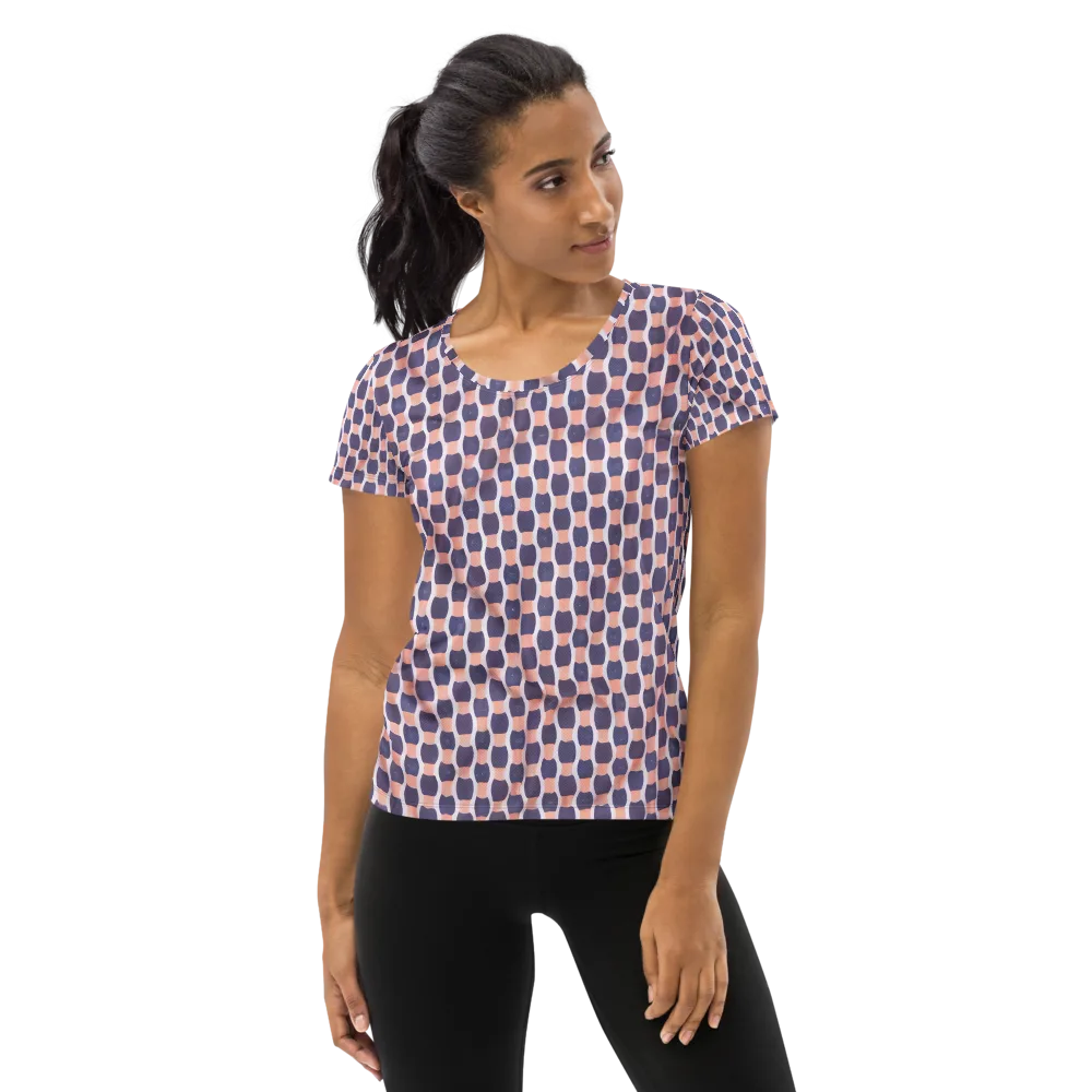 Indigo Blush Mosaic on Women's Athletic T-Shirt — Front