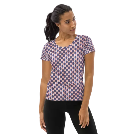 Indigo Blush Mosaic on a Women's Athletic T-Shirt