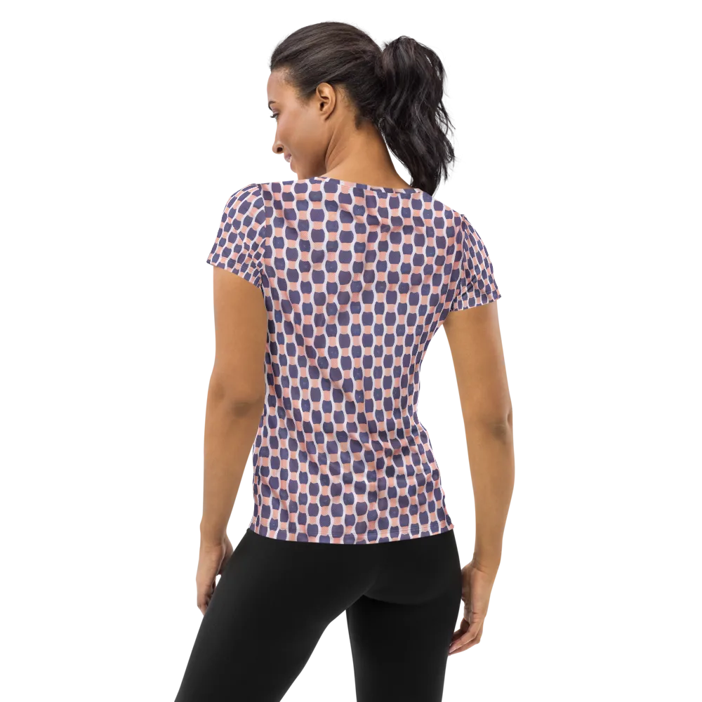 Indigo Blush Mosaic on Women's Athletic T-Shirt — Back