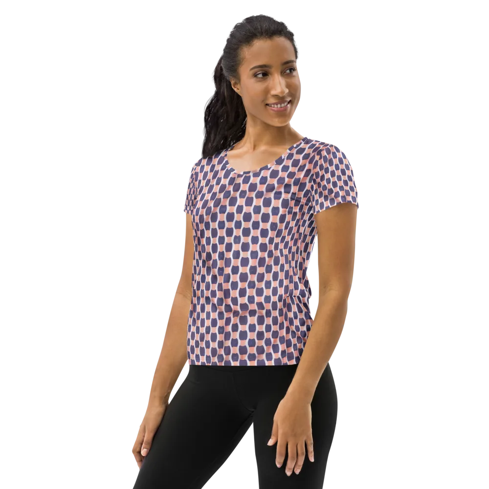 Indigo Blush Mosaic on Women's Athletic T-Shirt — Left