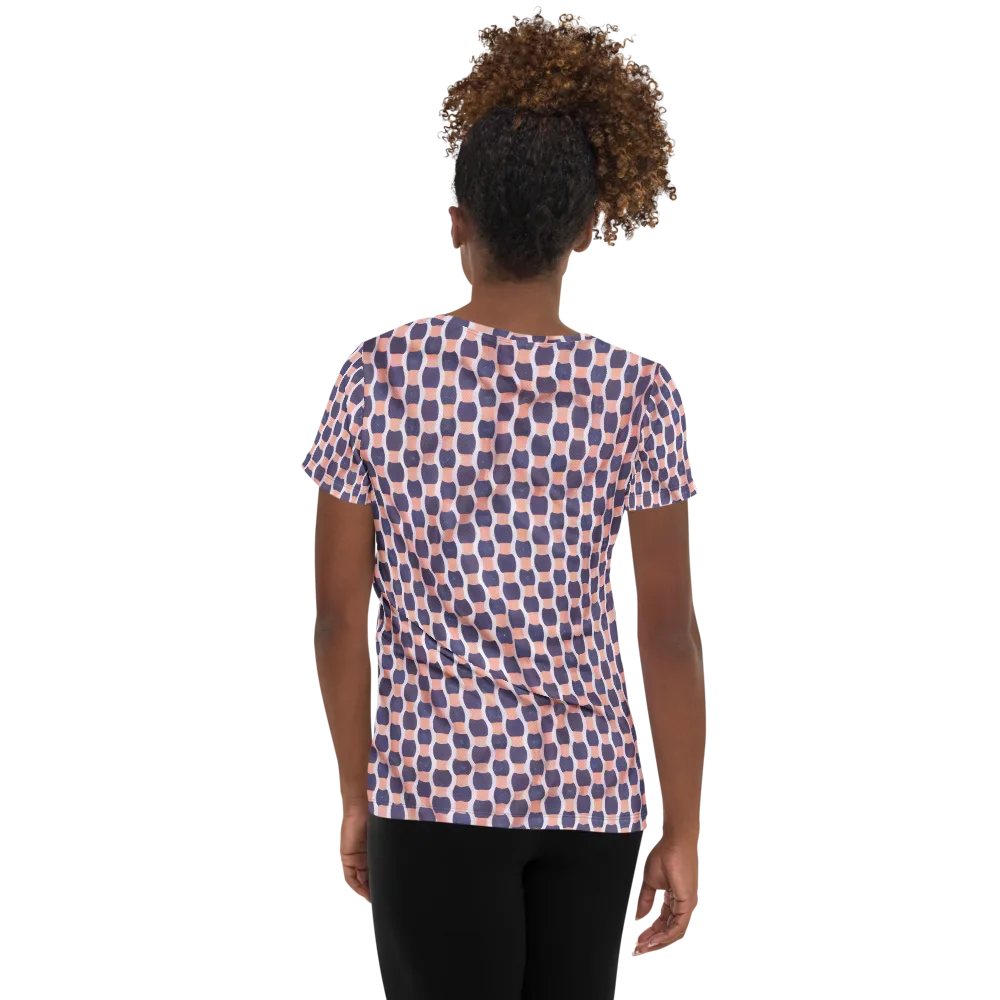 Indigo Blush Mosaic on Women's Athletic T-Shirt — Back