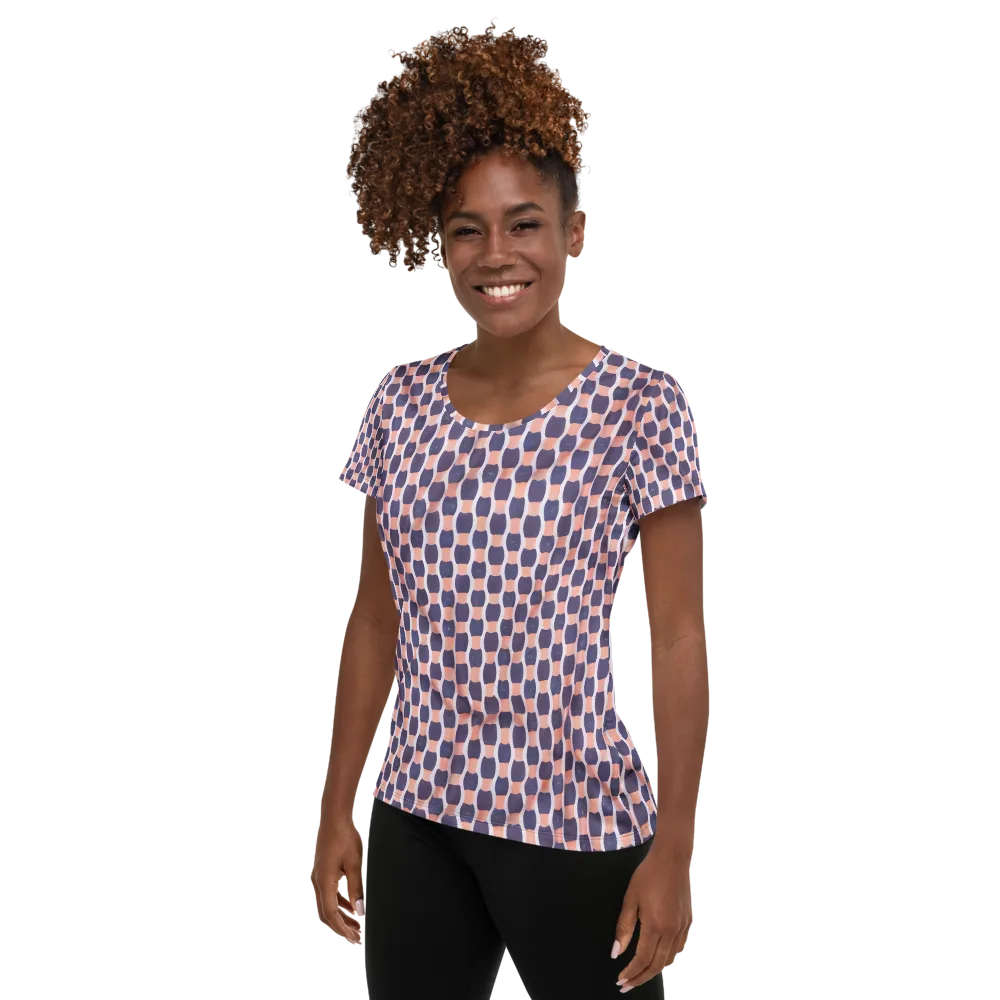 Indigo Blush Mosaic on Women's Athletic T-Shirt — Left