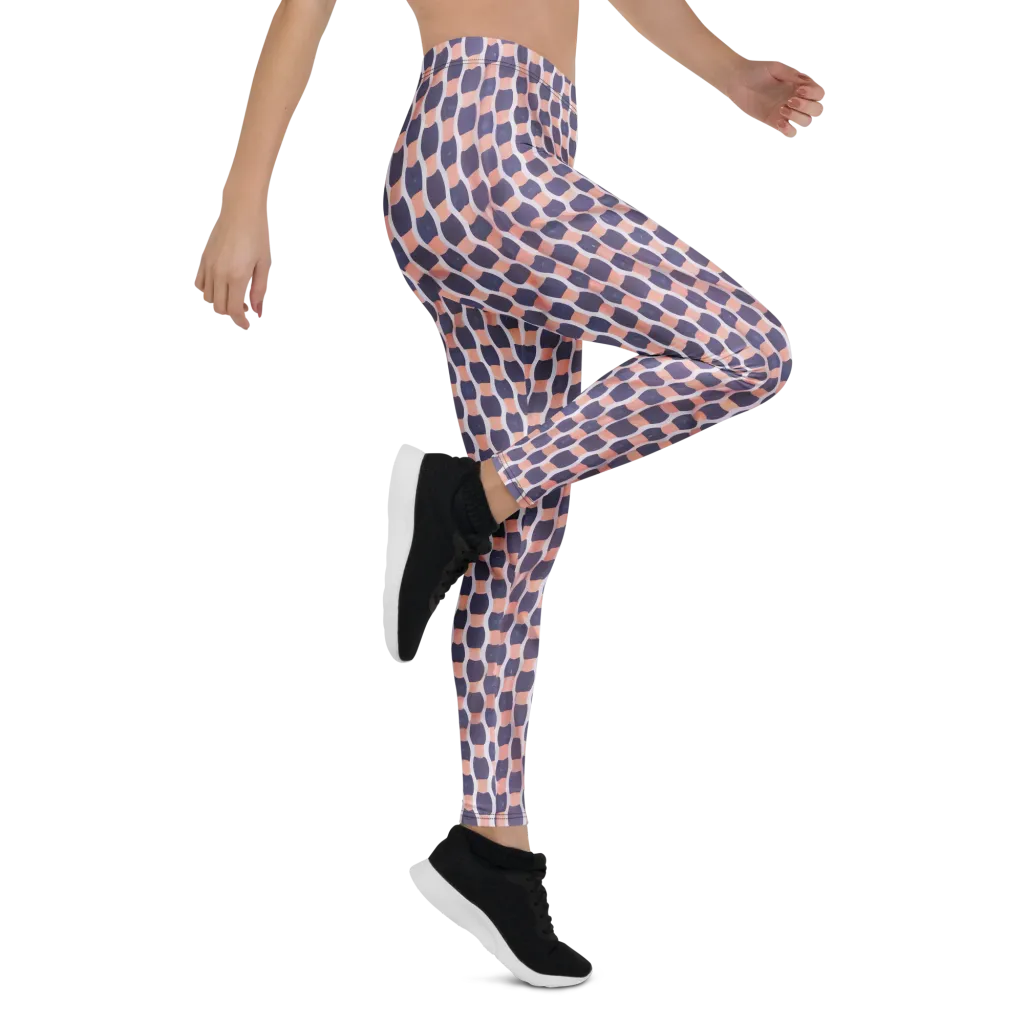 Indigo Blush Mosaic on Leggings — Right
