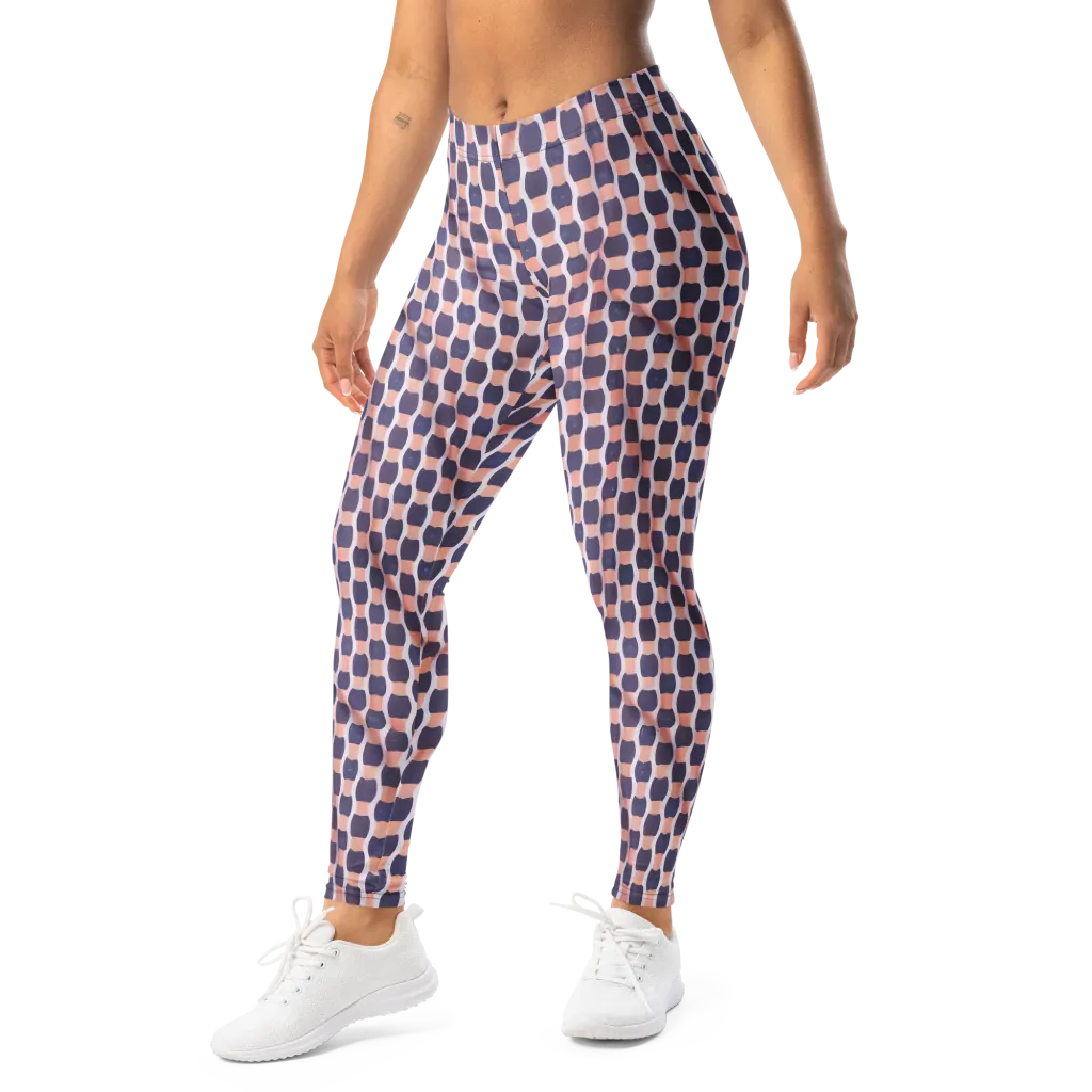 Indigo Blush Mosaic on Leggings — Left Front