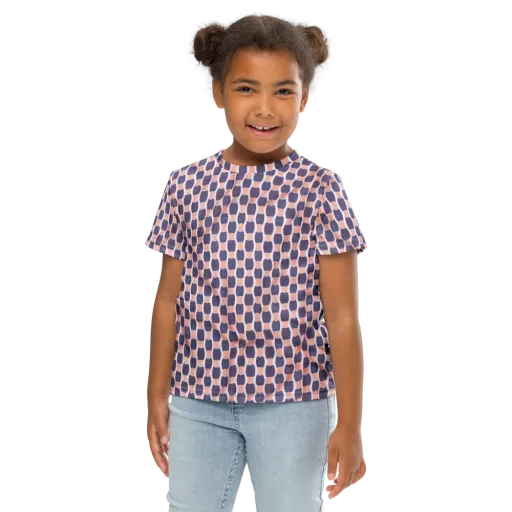 Indigo Blush Mosaic on a Kids Crew Neck T-Shirt