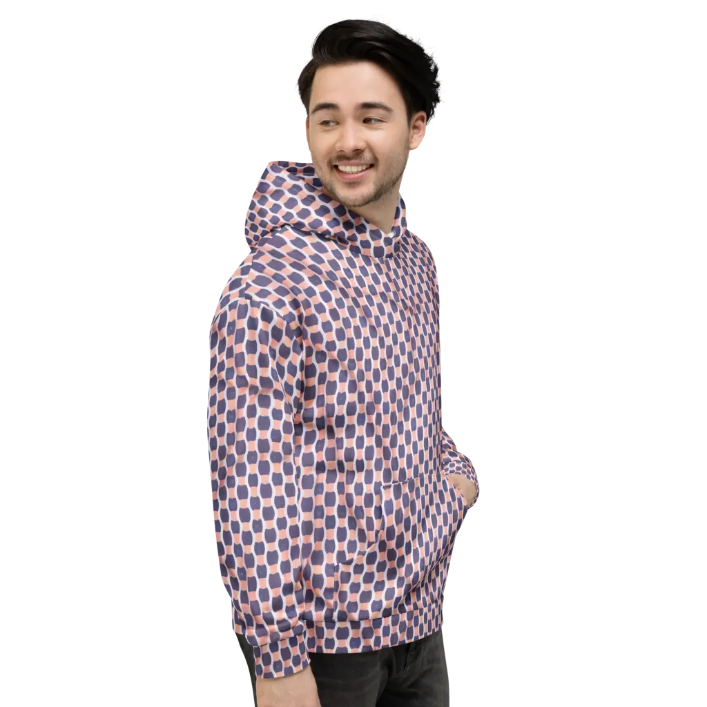 Indigo Blush Mosaic on Hoodie — Right