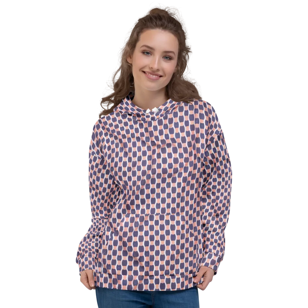 Indigo Blush Mosaic on Hoodie — Front