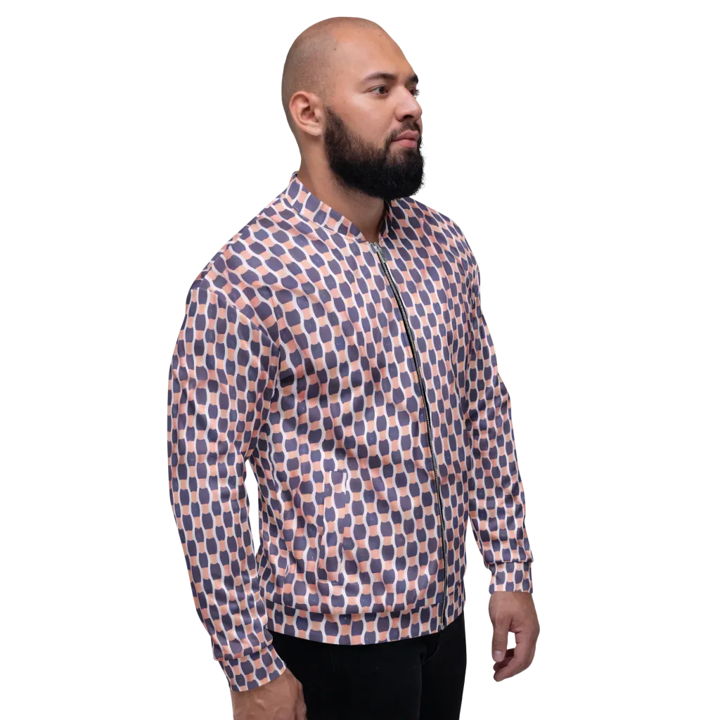 Indigo Blush Mosaic on Bomber Jacket — Right