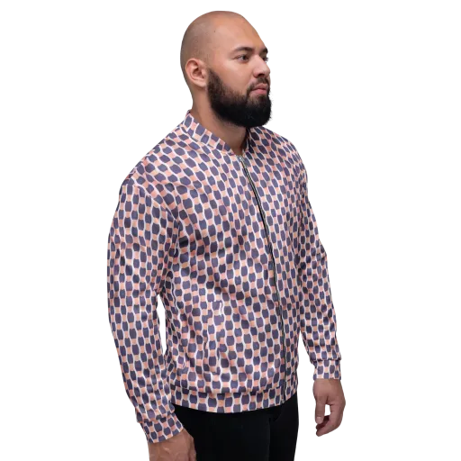 Indigo Blush Mosaic on a Bomber Jacket