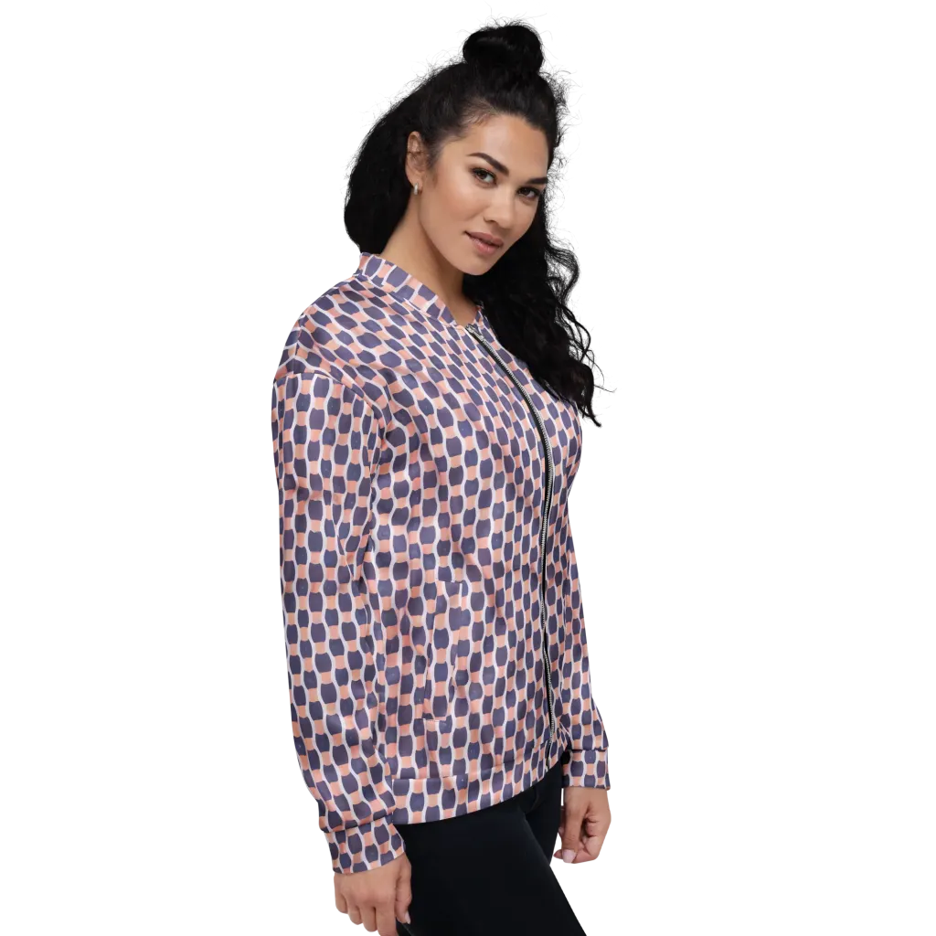 Indigo Blush Mosaic on Bomber Jacket — Right