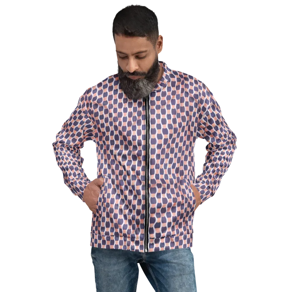 Indigo Blush Mosaic on Bomber Jacket — Front